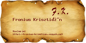 Fronius Krisztián névjegykártya